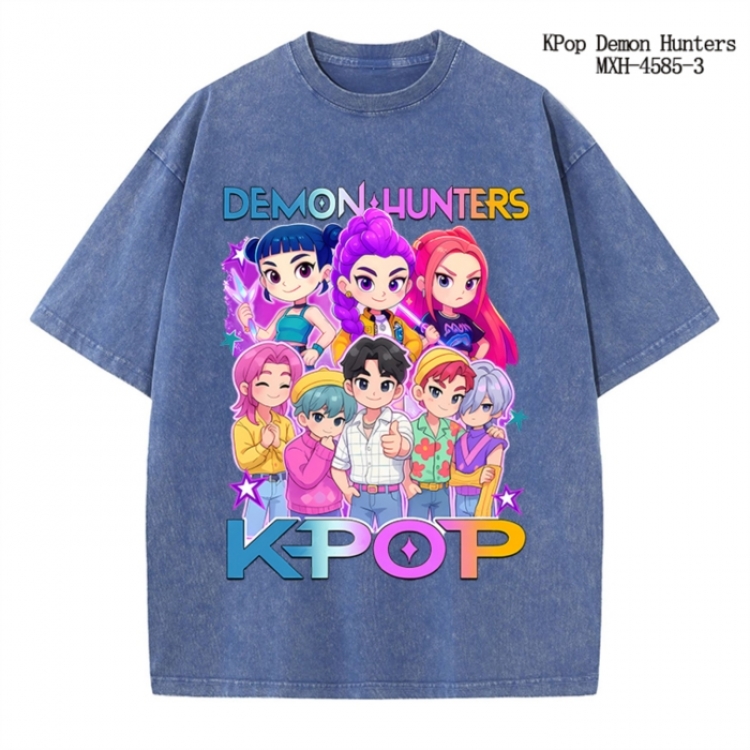 K-Pop Demon Hunters Anime peripheral pure cotton washed and worn T-shirt from S to 4XL