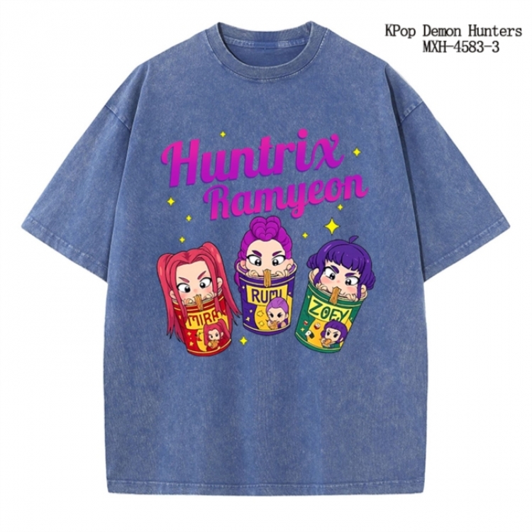 K-Pop Demon Hunters Anime peripheral pure cotton washed and worn T-shirt from S to 4XL