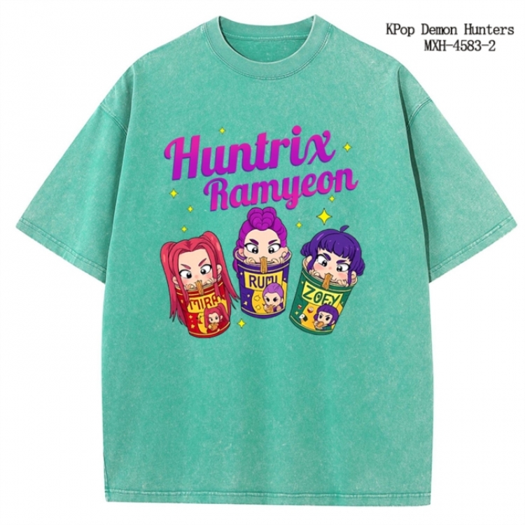 K-Pop Demon Hunters Anime peripheral pure cotton washed and worn T-shirt from S to 4XL