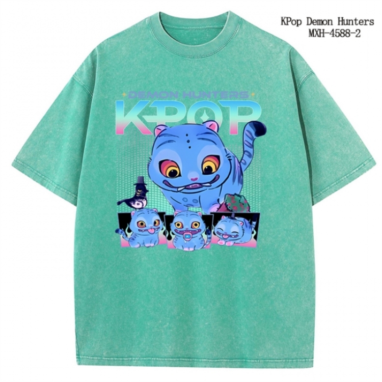 K-Pop Demon Hunters Anime peripheral pure cotton washed and worn T-shirt from S to 4XL