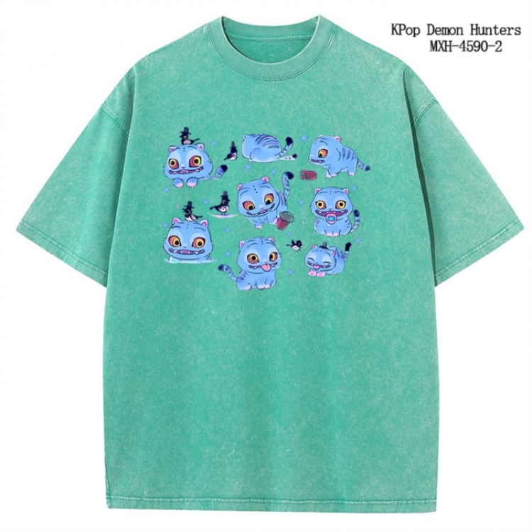 K-Pop Demon Hunters Anime peripheral pure cotton washed and worn T-shirt from S to 4XL