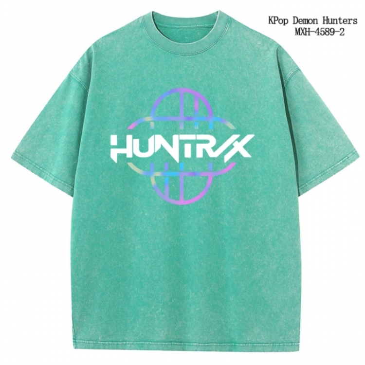 K-Pop Demon Hunters Anime peripheral pure cotton washed and worn T-shirt from S to 4XL