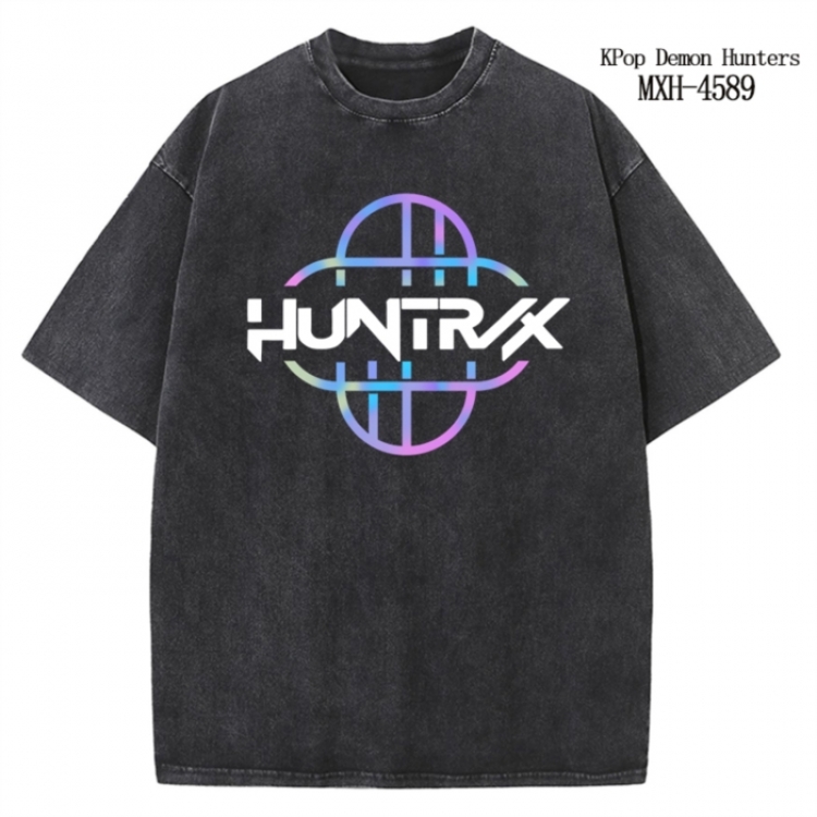 K-Pop Demon Hunters Anime peripheral pure cotton washed and worn T-shirt from S to 4XL