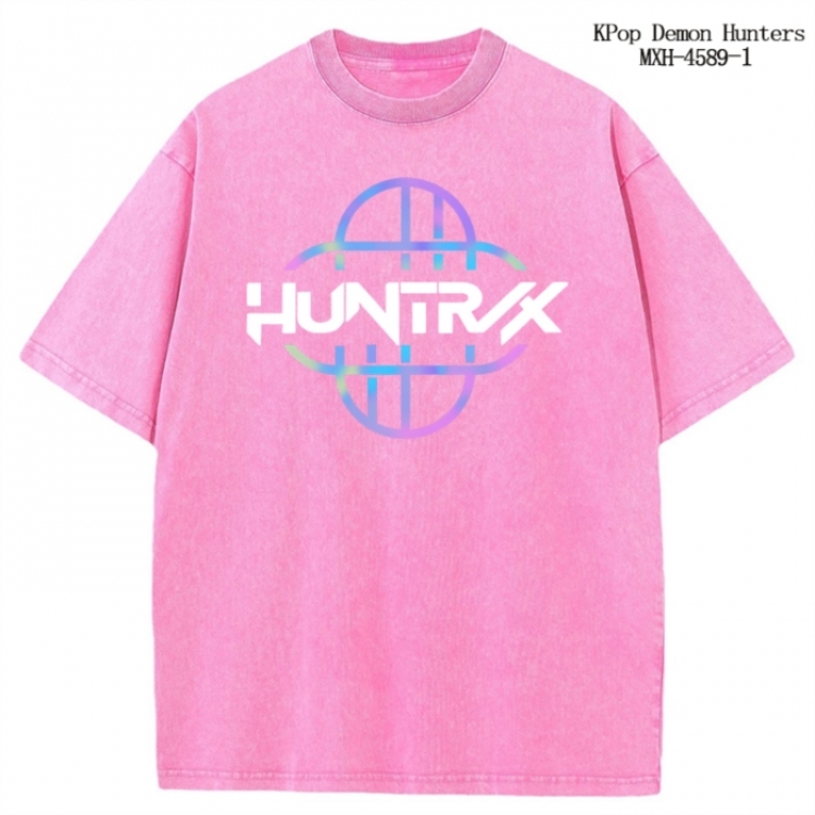 K-Pop Demon Hunters Anime peripheral pure cotton washed and worn T-shirt from S to 4XL