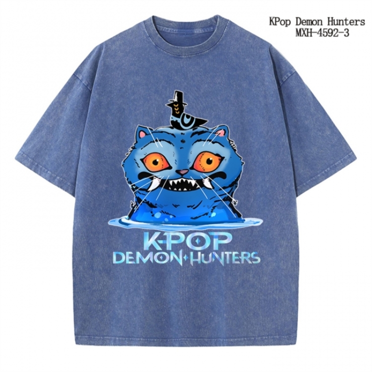 K-Pop Demon Hunters Anime peripheral pure cotton washed and worn T-shirt from S to 4XL
