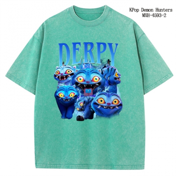 K-Pop Demon Hunters Anime peripheral pure cotton washed and worn T-shirt from S to 4XL