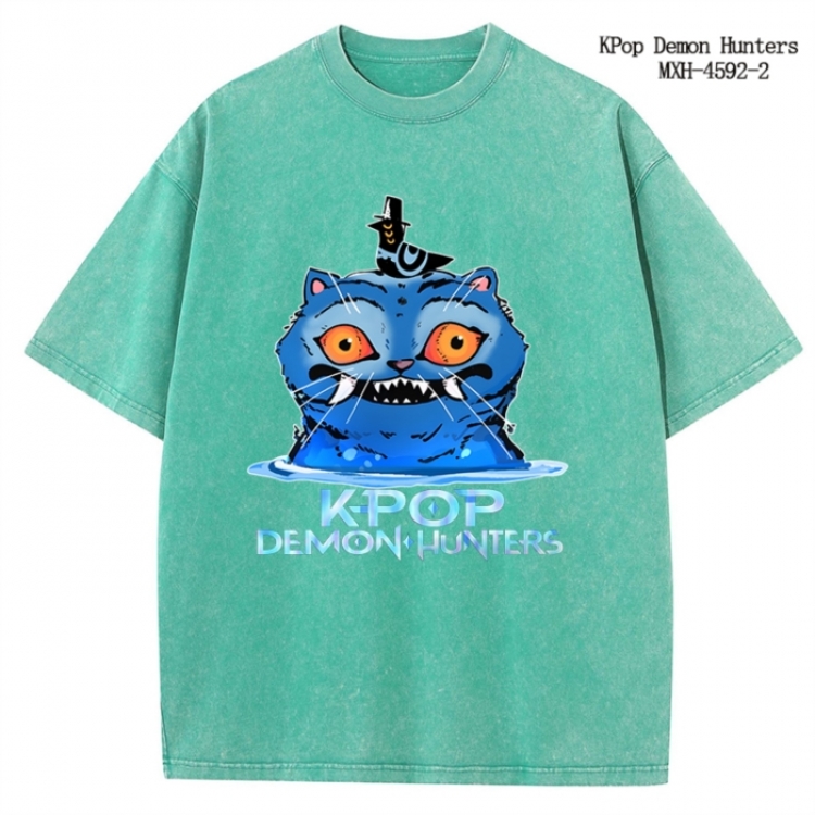 K-Pop Demon Hunters Anime peripheral pure cotton washed and worn T-shirt from S to 4XL