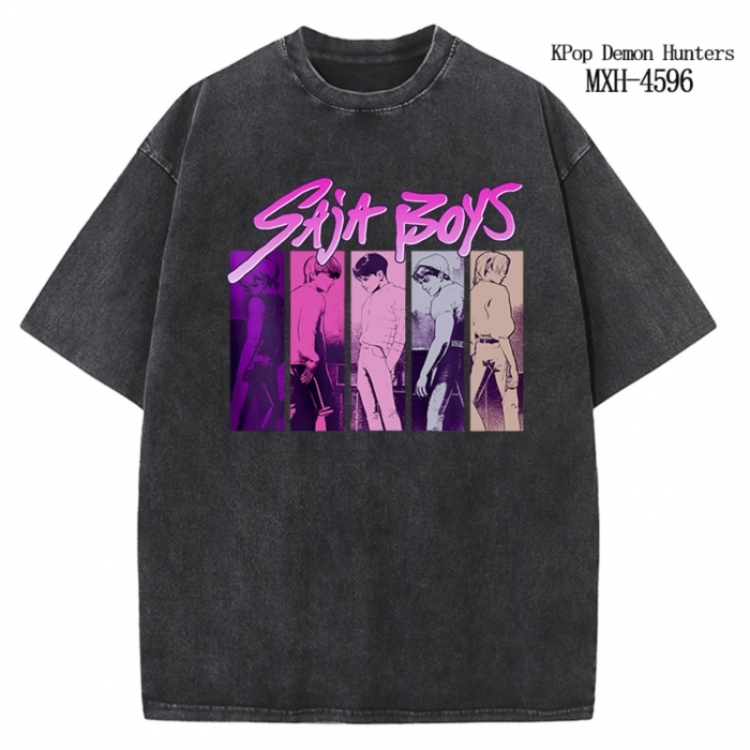 K-Pop Demon Hunters Anime peripheral pure cotton washed and worn T-shirt from S to 4XL