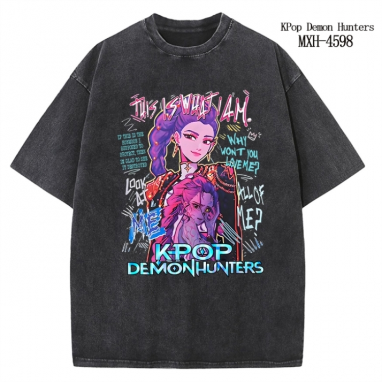K-Pop Demon Hunters Anime peripheral pure cotton washed and worn T-shirt from S to 4XL