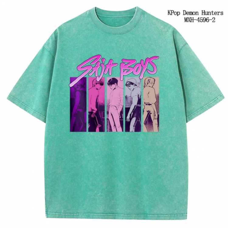 K-Pop Demon Hunters Anime peripheral pure cotton washed and worn T-shirt from S to 4XL