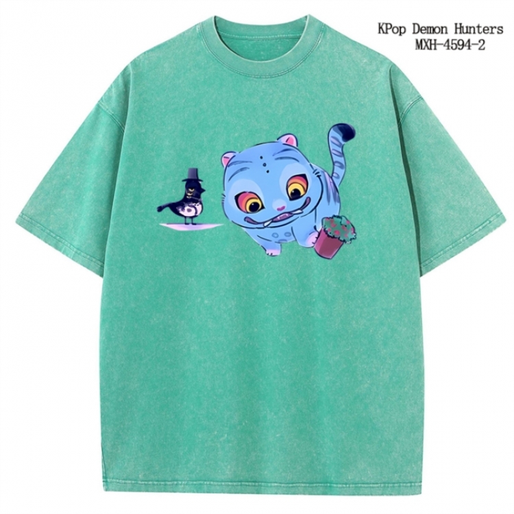 K-Pop Demon Hunters Anime peripheral pure cotton washed and worn T-shirt from S to 4XL