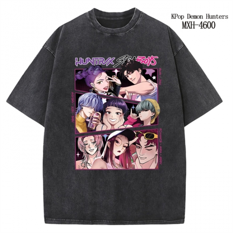 K-Pop Demon Hunters Anime peripheral pure cotton washed and worn T-shirt from S to 4XL