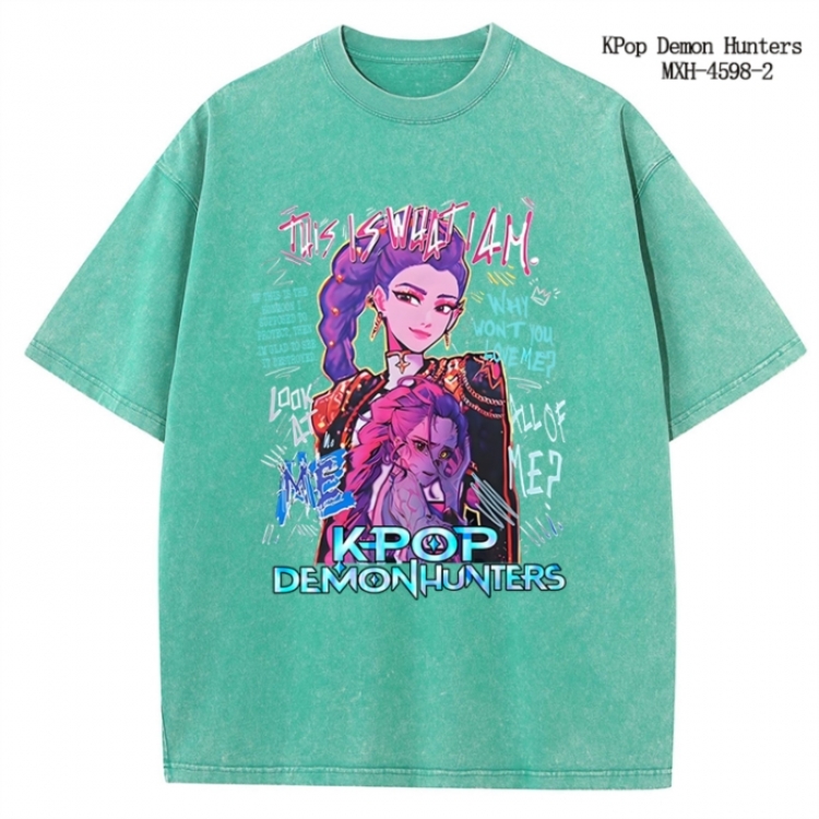 K-Pop Demon Hunters Anime peripheral pure cotton washed and worn T-shirt from S to 4XL