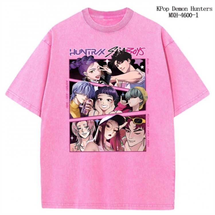K-Pop Demon Hunters Anime peripheral pure cotton washed and worn T-shirt from S to 4XL