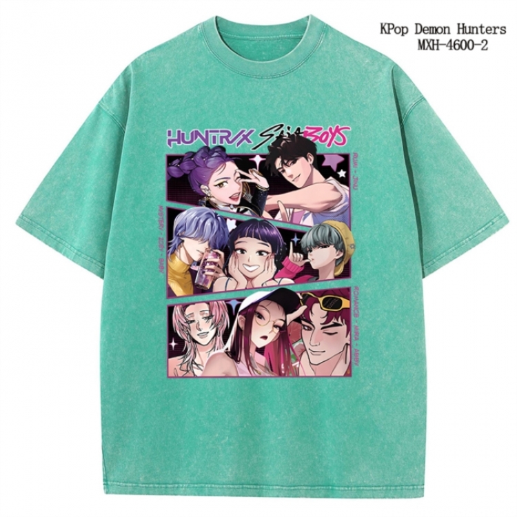 K-Pop Demon Hunters Anime peripheral pure cotton washed and worn T-shirt from S to 4XL
