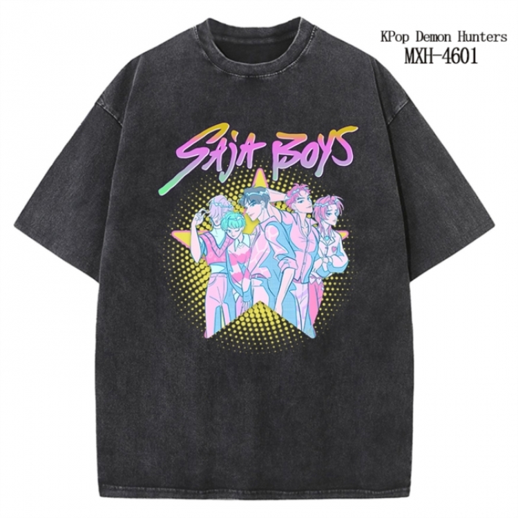 K-Pop Demon Hunters Anime peripheral pure cotton washed and worn T-shirt from S to 4XL