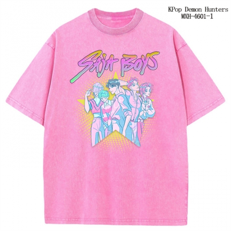 K-Pop Demon Hunters Anime peripheral pure cotton washed and worn T-shirt from S to 4XL