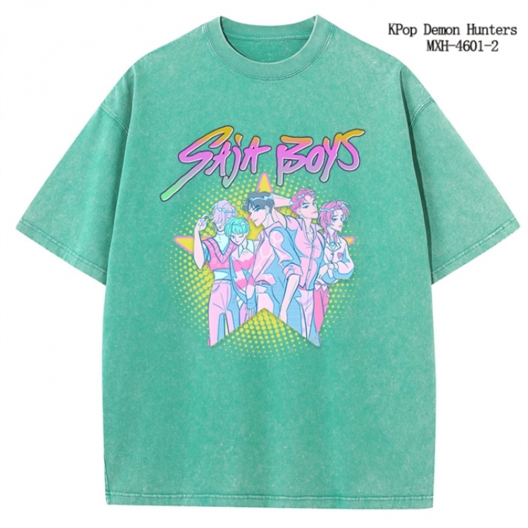 K-Pop Demon Hunters Anime peripheral pure cotton washed and worn T-shirt from S to 4XL