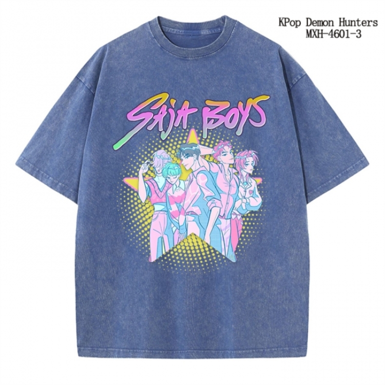 K-Pop Demon Hunters Anime peripheral pure cotton washed and worn T-shirt from S to 4XL