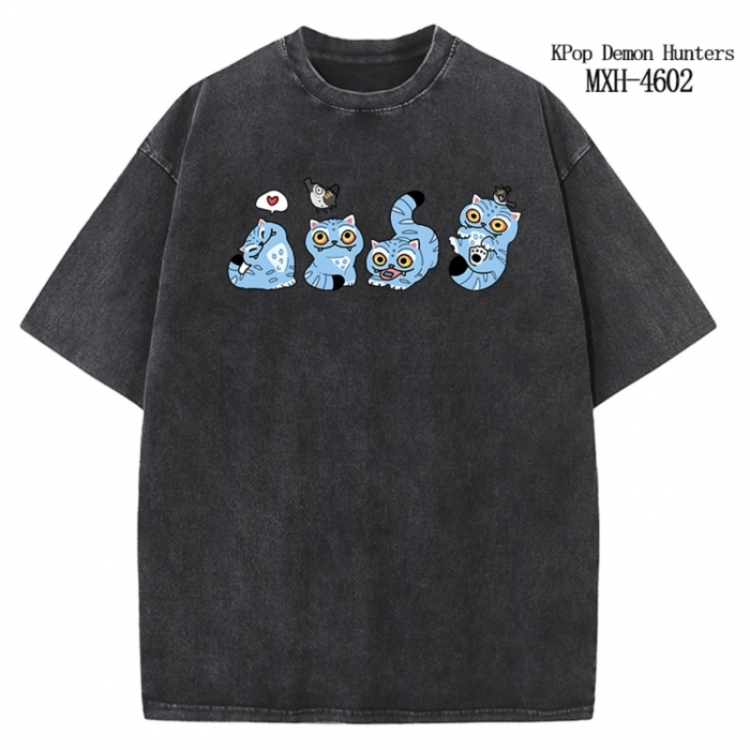 K-Pop Demon Hunters Anime peripheral pure cotton washed and worn T-shirt from S to 4XL