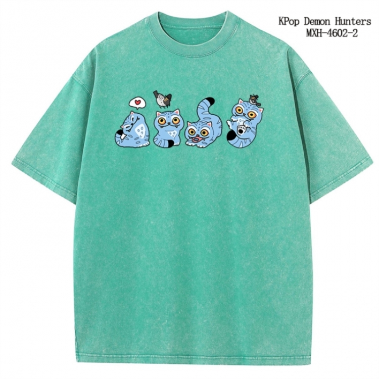 K-Pop Demon Hunters Anime peripheral pure cotton washed and worn T-shirt from S to 4XL