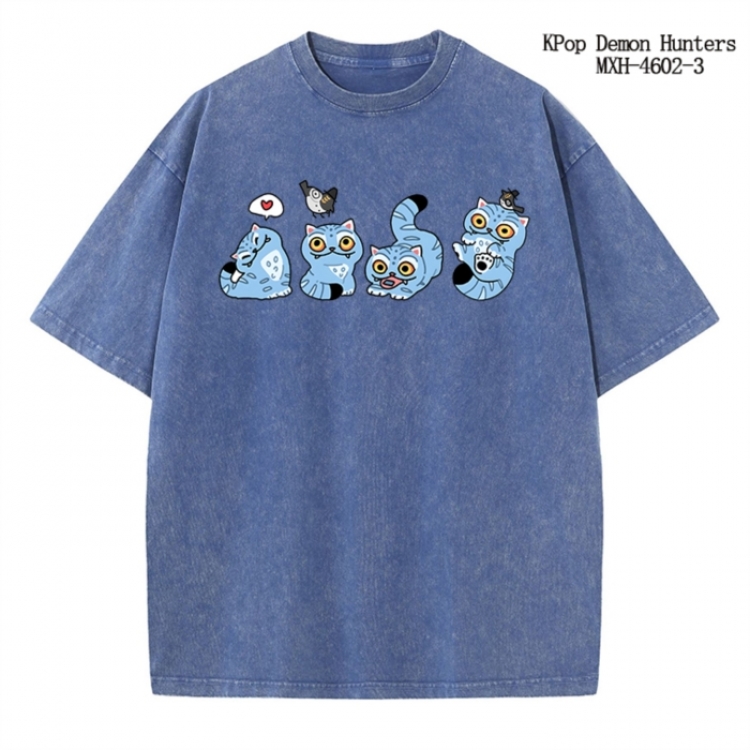 K-Pop Demon Hunters Anime peripheral pure cotton washed and worn T-shirt from S to 4XL