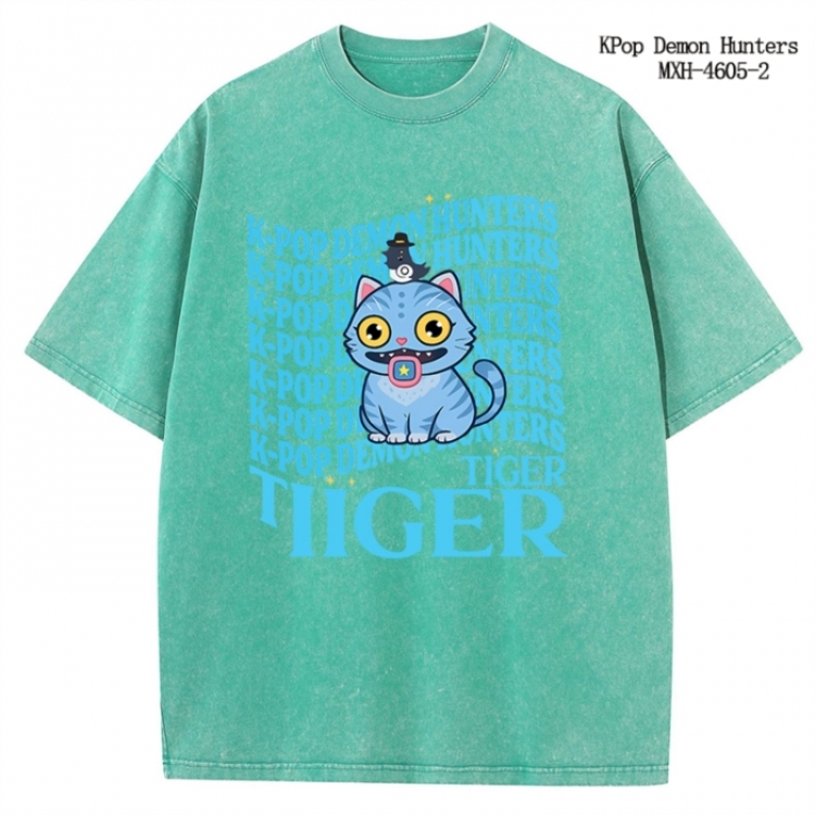 K-Pop Demon Hunters Anime peripheral pure cotton washed and worn T-shirt from S to 4XL