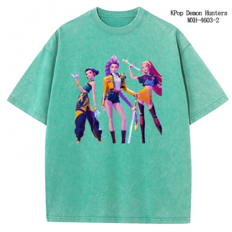 K-Pop Demon Hunters Anime peripheral pure cotton washed and worn T-shirt from S to 4XL