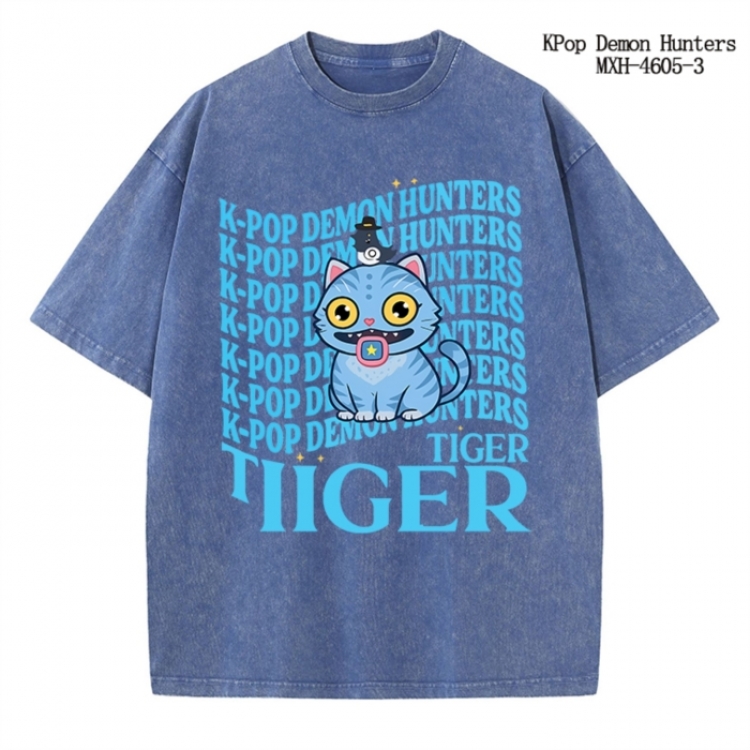 K-Pop Demon Hunters Anime peripheral pure cotton washed and worn T-shirt from S to 4XL