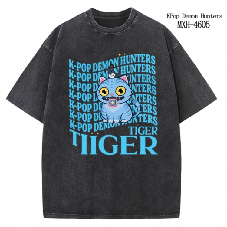 K-Pop Demon Hunters Anime peripheral pure cotton washed and worn T-shirt from S to 4XL
