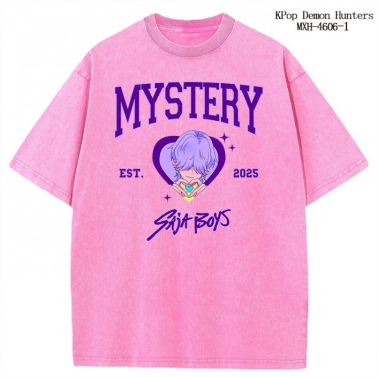 K-Pop Demon Hunters Anime peripheral pure cotton washed and worn T-shirt from S to 4XL