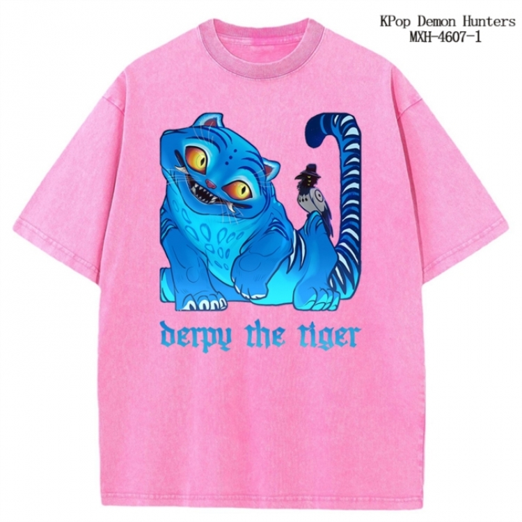 K-Pop Demon Hunters Anime peripheral pure cotton washed and worn T-shirt from S to 4XL