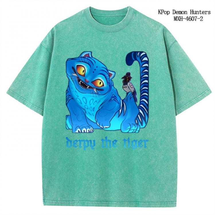 K-Pop Demon Hunters Anime peripheral pure cotton washed and worn T-shirt from S to 4XL