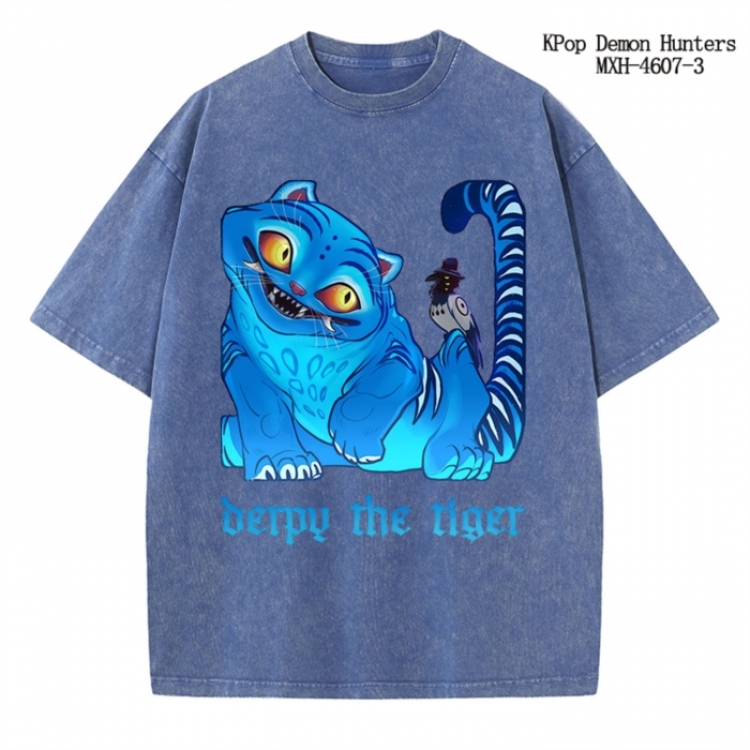 K-Pop Demon Hunters Anime peripheral pure cotton washed and worn T-shirt from S to 4XL