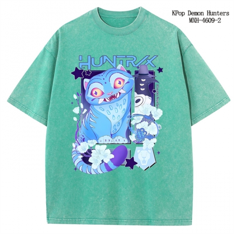 K-Pop Demon Hunters Anime peripheral pure cotton washed and worn T-shirt from S to 4XL