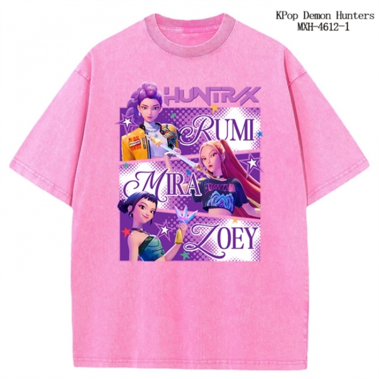 K-Pop Demon Hunters Anime peripheral pure cotton washed and worn T-shirt from S to 4XL