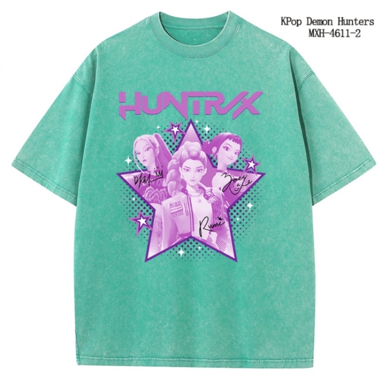 K-Pop Demon Hunters Anime peripheral pure cotton washed and worn T-shirt from S to 4XL