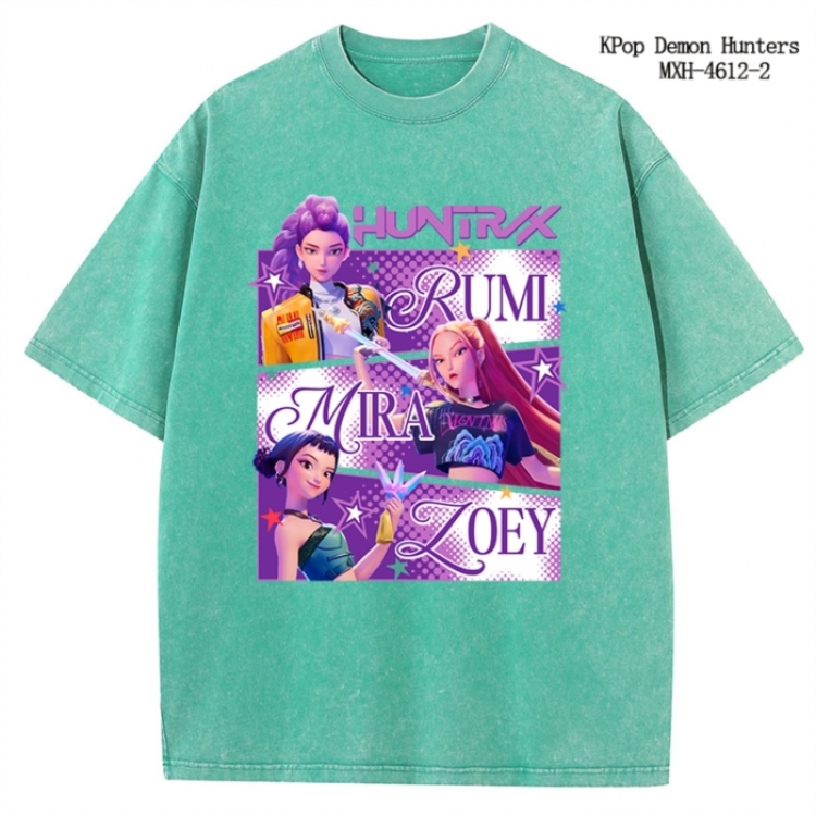 K-Pop Demon Hunters Anime peripheral pure cotton washed and worn T-shirt from S to 4XL