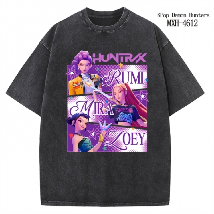 K-Pop Demon Hunters Anime peripheral pure cotton washed and worn T-shirt from S to 4XL