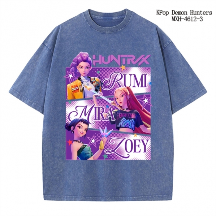 K-Pop Demon Hunters Anime peripheral pure cotton washed and worn T-shirt from S to 4XL