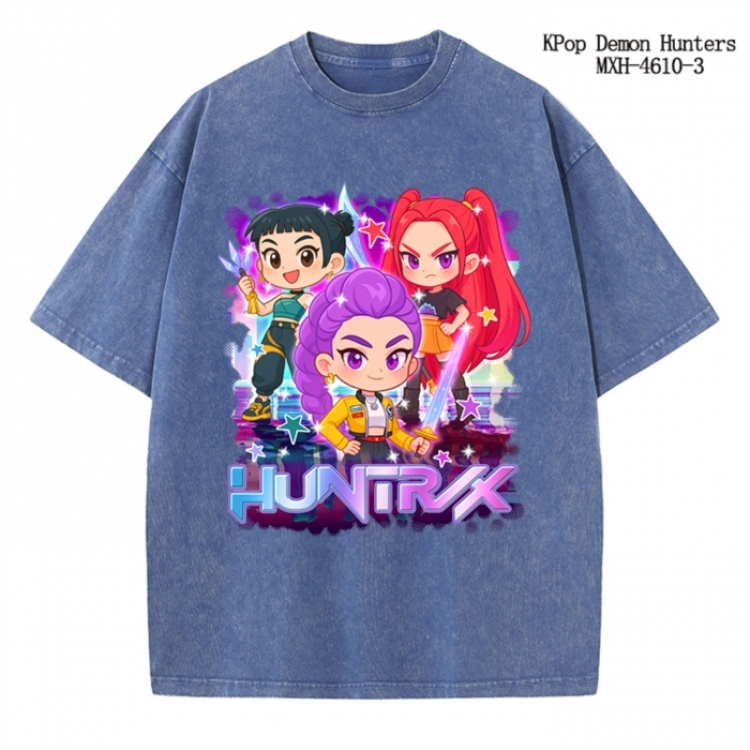 K-Pop Demon Hunters Anime peripheral pure cotton washed and worn T-shirt from S to 4XL