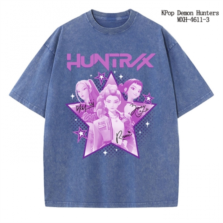 K-Pop Demon Hunters Anime peripheral pure cotton washed and worn T-shirt from S to 4XL