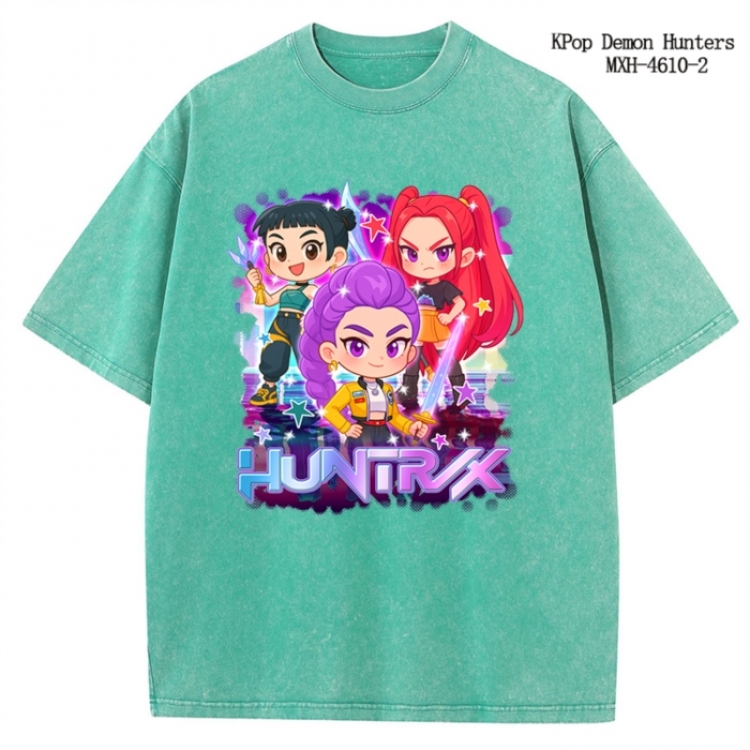 K-Pop Demon Hunters Anime peripheral pure cotton washed and worn T-shirt from S to 4XL