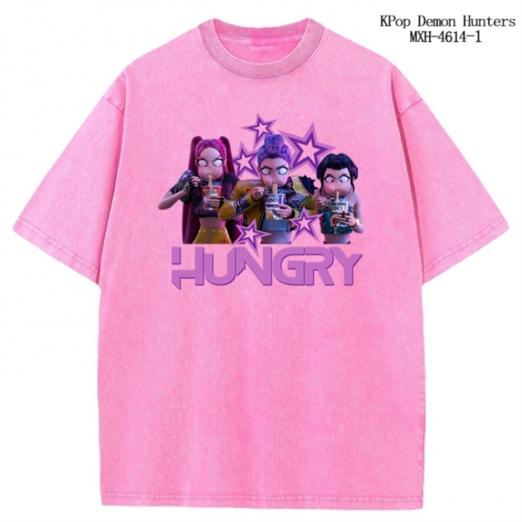 K-Pop Demon Hunters Anime peripheral pure cotton washed and worn T-shirt from S to 4XL