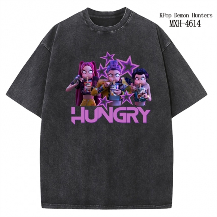 K-Pop Demon Hunters Anime peripheral pure cotton washed and worn T-shirt from S to 4XL