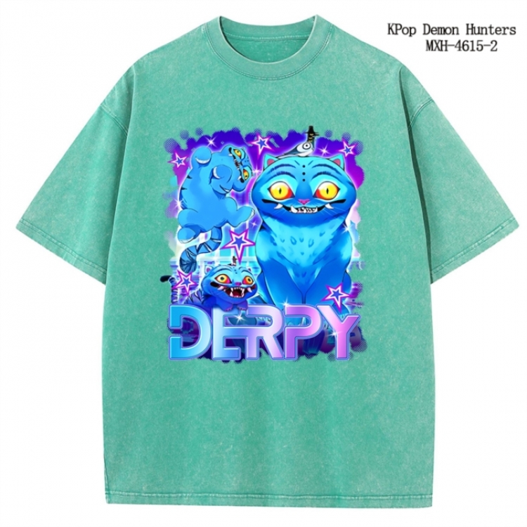 K-Pop Demon Hunters Anime peripheral pure cotton washed and worn T-shirt from S to 4XL