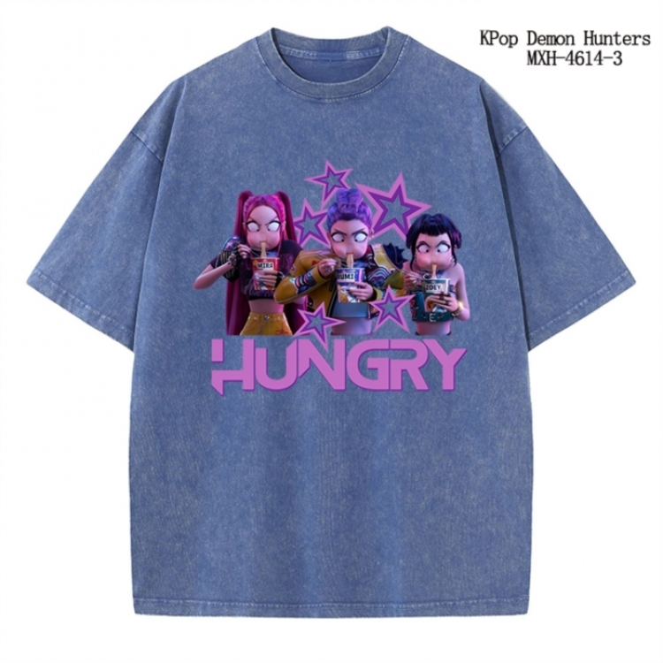 K-Pop Demon Hunters Anime peripheral pure cotton washed and worn T-shirt from S to 4XL