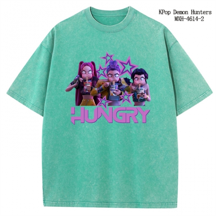 K-Pop Demon Hunters Anime peripheral pure cotton washed and worn T-shirt from S to 4XL