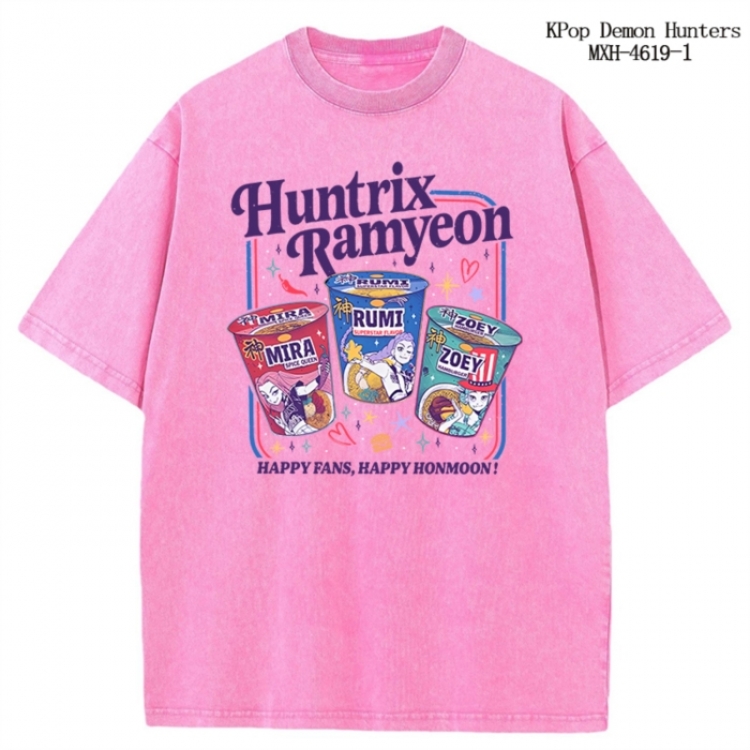 K-Pop Demon Hunters Anime peripheral pure cotton washed and worn T-shirt from S to 4XL