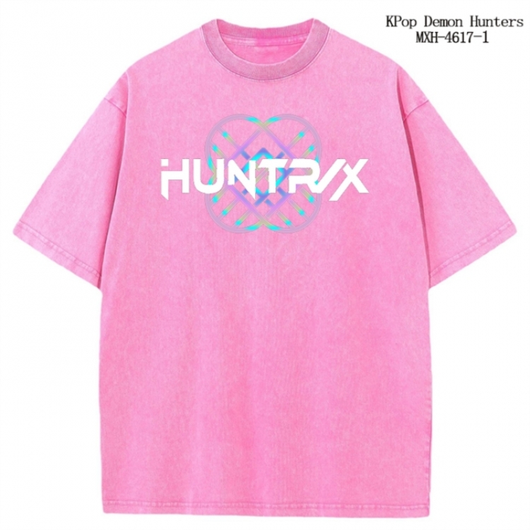 K-Pop Demon Hunters Anime peripheral pure cotton washed and worn T-shirt from S to 4XL